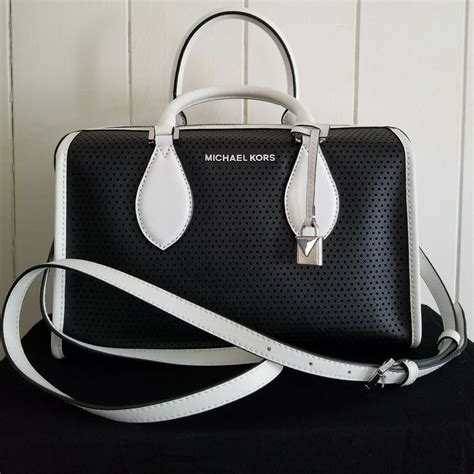 michael kors bag black white|Michael Kors handbags small black.